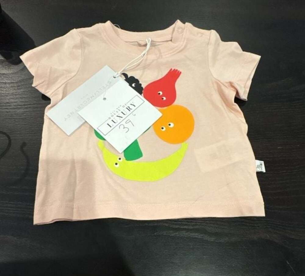 Stella McCartney Kids Veg and Fruit Graphic Pink T-Shirt Size 3
